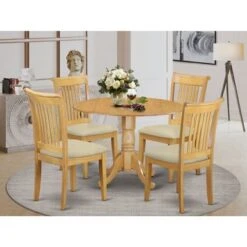 Dublin Kitchen Table Set - Dining Table And Kitchen Chairs - Oak Finish (Pieces & Seat Type Options) - DLPO5-OAK-W -Gourmet Interiors a94f187b e94a 4a8b 81a3 2413d7777ff0