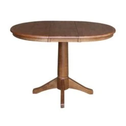 36" Round Solid Wood Extension Dining Table With 2 Dining Chairs - N/A - Distressed Oak -Gourmet Interiors a9af455c a519 4219 a745 b30952f7af96