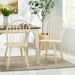 Declan Farmhouse High Back Spindle Dining Chairs (Set Of 2) By Christopher Knight Home - Cream