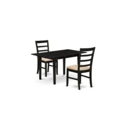 Rectangular Dining Table Set - Butterfly Leaf Dining Table And Dining Chairs With Ladder Back - Black Finish (Pieces Options) - NOPF3-BLK-C -Gourmet Interiors aad1fb9e 3e32 49d0 8bed ea89786dbb34