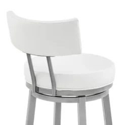 Dalza 26" Swivel Counter Stool In Cloud Finish With White Faux Leather -Gourmet Interiors aae740ee 9894 4bf9 ba4a 25356a06ae51