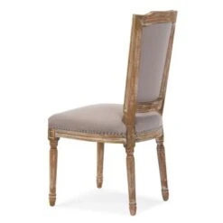 Baxton Studio Estelle Shabby Chic Rustic French Country Weathered Oak Beige Linen Button-tufted Chair - Single -Gourmet Interiors ab5de3ca 7850 40fd 8622 bac2e76bf9b1