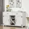 HomCom Wooden Farmhouse Sideboard Storage Buffet Cabinet - White -Gourmet Interiors ab6d4297 df7b 47a3 a6c9 91afa3239fa5