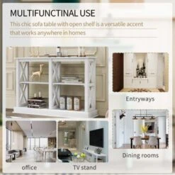 Console Table With 3-Tier Open Storage Spaces And "X" Legs - White -Gourmet Interiors ab9c1a23 2528 43ef 9ac5 3eba1bc48fef