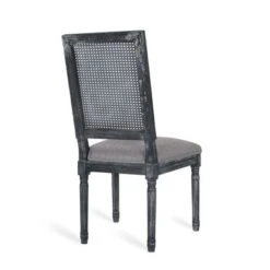 Regina French Country Wood And Cane Upholstered Dining Chair (Set Of 6) By Christopher Knight Home - Black + Gray -Gourmet Interiors ab9eddcd 88c2 4aae 9e4d a8800aae965a