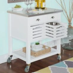 Eileen Rolling Kitchen Cart With Storage - Kitchen Cart - Stainless Steel - Grey -Gourmet Interiors ac30cd1a 3e7b 496b a4d7 f489c4f96938