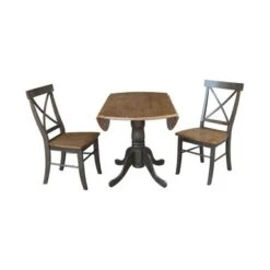 42" Solid Wood Dual Drop Leaf Table With 2 X-Back Chairs - 3 Piece Set - Black/Cherry -Gourmet Interiors ac6efd9e 9327 4aec b767 3d41d5f65443