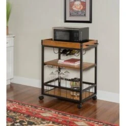 Carbon Loft Wheeler Industrial Kitchen & Wine Cart - Brown 14 Carbon Loft Wheeler Industrial Kitchen & Wine Cart - Brown -Gourmet Interiors aca178f1 4dfb 4e7a 8e59 750ec2728b83