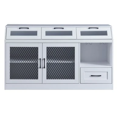 Nestfair Sideboard Multifunctional Buffet Cabinet With 4 Drawers And Adjustable Shelves - White 11 Nestfair Sideboard Multifunctional Buffet Cabinet With 4 Drawers And Adjustable Shelves - White - Image 9