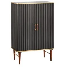 Angelo:HOME Minka Mid-Century Scalloped Front Cabinet - Black -Gourmet Interiors ad26970c 51f8 4d66 9ba9 902d0052a945