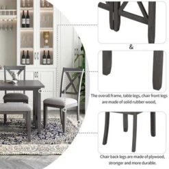 Merax 6-Piece Dining Set With Foldable Table, Bench - Grey -Gourmet Interiors ad326ad1 1c32 4a0b 96b7 29c801290b8a