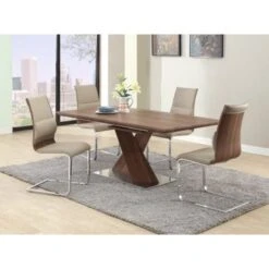 Somette Bethal Chrome-finished Metal And Wood Dining Table - Brown/Chrome - 36"x 56" - 36"x 56" - Walnut -Gourmet Interiors ad4653ce 7e6f 486e a0d8 21a398c97f18