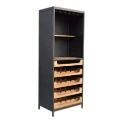 Aurelle Home Solid Wood And Iron Wine Cabinet