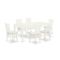 Wood Dining Table Set - A Butterfly Leaf Dining Table And Kitchen Chairs - Linen White Finish (Pieces & Seat Type Options) - DOVA5-LWH-C -Gourmet Interiors adda4c79 a819 4df4 b20d e5455fe1b56b