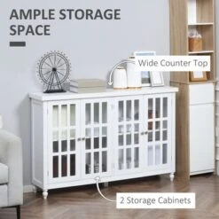 HOMCOM Modern Kitchen Sideboard, Buffet Cabinet With Storage, 4 Glass Doors, Adjustable Shelves For Living Room, Bedroom - N/A - Grey -Gourmet Interiors adf0be18 9530 4fd4 9e83 c1abedd4a4d0