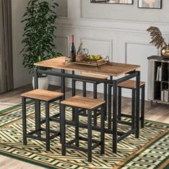 Merax Kitchen Counter Height 5-piece Modern Dining Set - Brown