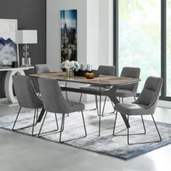 Quartz Gray Fabric And Metal Dining Room Chairs - Set Of 2 -Gourmet Interiors ae4a6cf2 748a 4a09 968a b3cc9776f02c