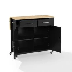 Savannah Wood Top Drop Leaf Kitchen Island/Cart - 30"d X 42"w X 37"h - Black -Gourmet Interiors ae714d0a a6a5 463d 81fc 443183937265