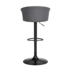 Lydia Adjustable Black Wood Bar Stool In Grey Faux Leather With Black Metal -Gourmet Interiors ae7ae6c5 0f59 4373 bc1d 6b9d0f9f07d1
