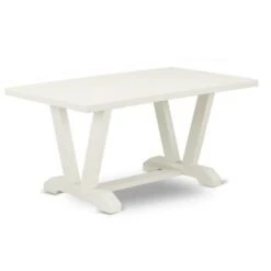 Dining Room Table Set - A Dining Table And Parson Chairs - Linen White Finish (No. Of Chairs & Bench Options) - V026CE215-7 -Gourmet Interiors af16e3f9 1747 42e2 b270 413af6f26552