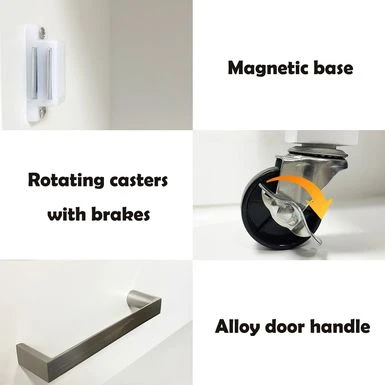 Nestfair White Kitchen Cart With Towel Rack And Shelves - White 10 Nestfair White Kitchen Cart With Towel Rack And Shelves - White - Image 8