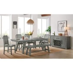 Beach House 65" Solid Wood Dove Grey Server With Wine Bottle Storage - Dove Grey -Gourmet Interiors af67e417 d357 4ac1 add4 cb0ddeb9b95c