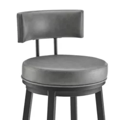 Dalza 30" Swivel Bar Stool In Black Finish With Grey Faux Leather -Gourmet Interiors af96a1be 4bf0 465e ba2e 8c6415402fa5
