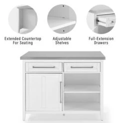 Silvia Stainless Steel Top Kitchen Island - Stainless Steel - Stationary - Stainless Steel -Gourmet Interiors afc3f669 09e1 491e 863b 1c19ac864977