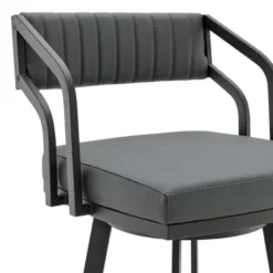 Capri Swivel Modern Black Metal And Slate Gray Faux Leather Bar And Counter Stool -Gourmet Interiors b0141424 a0b3 4b1a b670 ca2ade76b28d