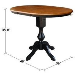 36" Round Top Pedestal Table With 12" Leaf - Black/Cherry - Counter Height -Gourmet Interiors b03b0a82 54f1 47ae b9b0 37c377b5e0ad