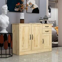 Nestfair Modern Wood Buffet Sideboard Console Table With 2 Doors - Oak -Gourmet Interiors b085c3e8 7118 410b 9298 4d7c7d0a98c3