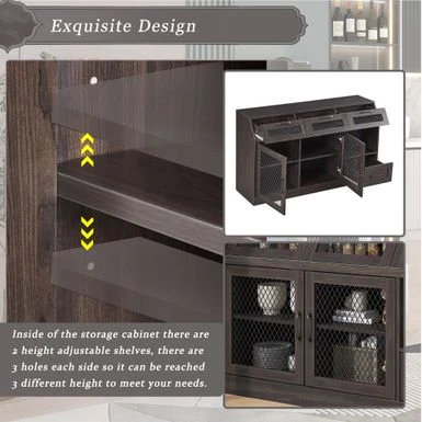 Nestfair Sideboard Multifunctional Buffet Cabinet With 4 Drawers And Adjustable Shelves - White 20 Nestfair Sideboard Multifunctional Buffet Cabinet With 4 Drawers And Adjustable Shelves - White - Image 18