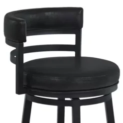 Titana 30" Bar Height Metal Swivel Bar Stool In Ford Black PU And Black Finish -Gourmet Interiors b0d17c21 0898 4f12 9363 8ced2a9f6f41