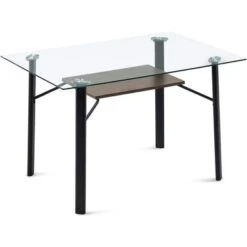 Mcombo Glass Dining Table Modern Rectangular Kitchen Table - Black -Gourmet Interiors b0f89666 e350 41c9 abbc 6b4992eda338