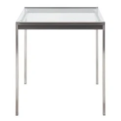 Silver Orchid Forrest Square Dining Table - Clear Glass/Stainless Steel -Gourmet Interiors b123de70 cfe0 40cf 9b56 e13e4a9e6dbf