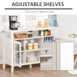HOMCOM Farmhouse Sideboard Buffet Cabinet, Coffee Bar Cabinet With Storage Shelves, Kitchen Cabinet With 2 Framed Glass Doors - White 22 HOMCOM Farmhouse Sideboard Buffet Cabinet, Coffee Bar Cabinet With Storage Shelves, Kitchen Cabinet With 2 Framed Glass Doors - White -Gourmet Interiors b12b3ca6 cc0f 40fe 8230 cde6118e4f1f