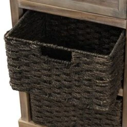 Rustic Storage Cabinet With Two Drawers And Four Classic Rattan Basket - N/A - White Washed -Gourmet Interiors b12f7737 a378 43eb 9aca aa7937a0d664