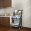 3-Tier Folding Rolling Cart Kitchen/Bedroom/Living Room/Bathroom - 17.32*11.81*37.20 - Black - Kitchen Cart 2 3-Tier Folding Rolling Cart Kitchen/Bedroom/Living Room/Bathroom - 17.32*11.81*37.20 - Black - Kitchen Cart -Gourmet Interiors b148fda7 4b13 492f bdfb 2970ac286e02