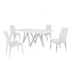 Somette Alyssa Starphire White 5-Piece Dining Set - White -Gourmet Interiors b14d2110 9db7 47dd 8f30 3858b485991d