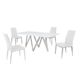 Somette Alyssa Starphire White 5-Piece Dining Set - White