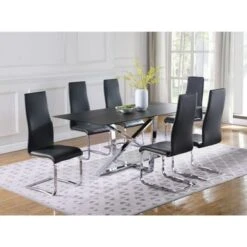 Set Of 4 Side Chairs With Metal Legs - Black -Gourmet Interiors b1f72a26 0f06 4783 9252 2346d9d04e6a