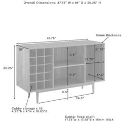 Liam Wine Storage Sideboard - 18'x47.75"x30.25" - Black -Gourmet Interiors b1fd971a 3520 4481 9245 af83c8b152ae