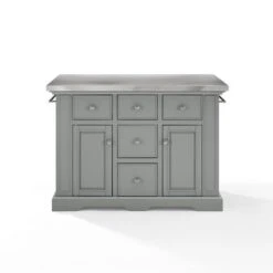 Julia Grey Stainless Steel Top Kitchen Island - 50 "W X32 "D X 36 "H - Stationary - Gray - Stainless Steel -Gourmet Interiors b2194f13 cadf 48f7 985a b074cf31d579