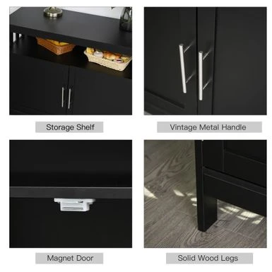 HOMCOM Kitchen Console Table, Buffet Sideboard, Wooden Storage Table With 2-Level Cabinet And Open Space - Grey 18 HOMCOM Kitchen Console Table, Buffet Sideboard, Wooden Storage Table With 2-Level Cabinet And Open Space - Grey - Image 16