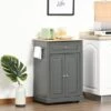 HOMCOM Rolling Kitchen Island Cart, Portable Serving Trolley Table With Drawer, Adjustable Shelf And 2 Towel Racks - Grey -Gourmet Interiors b2b0d554 9ead 4a93 b50a fb9b46d68b53