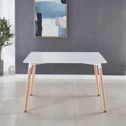 White Table Mid-century Dining Table For 2-6 People - White -Gourmet Interiors b2d7271e 9c5a 40c8 88eb a8e632fc0cee