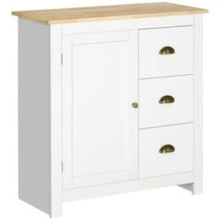 HOMCOM Modern Floor Cabinet, Storage Sideboard, Kitchen Buffet Table W/ Rubberwood Top, 3 Drawers And Cabinet - Grey 24 HOMCOM Modern Floor Cabinet, Storage Sideboard, Kitchen Buffet Table W/ Rubberwood Top, 3 Drawers And Cabinet - Grey -Gourmet Interiors b2d936ff 116b 442c 8aa0 c7aea8ab948d