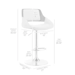 Colby Adjustable Cream Faux Leather And Chrome Finish Bar Stool -Gourmet Interiors b2f82fe3 7841 47f1 9e3c a255d1f6491a