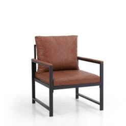 PHI VILLA Accent Living Room Lounge Sofa Chair With Metal Frame - Brown -Gourmet Interiors b3834e94 f46f 4f54 af1a fc8df9056045