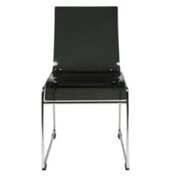 LeisureMod Moreno Modern Acrylic Dining Side Chair With Chrome Base - Black -Gourmet Interiors b390a811 ddc2 46e4 9a3b 9ec8c1eba56f